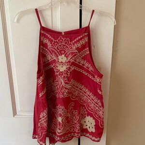 Crimson Embroidered Camisole Top